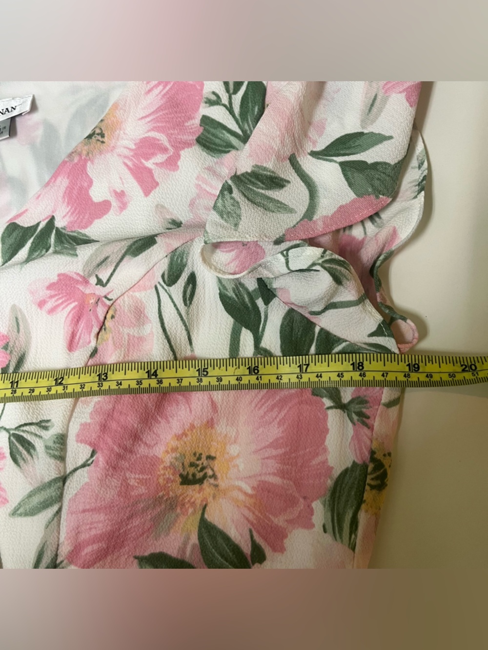 Brannan womens mini dress flutter sleeves v-neck ruffle hem floral size large - Picture 13 of 16